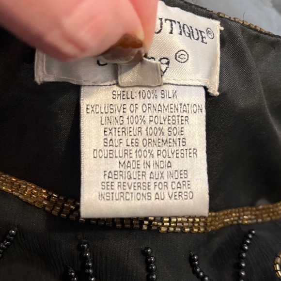 VTG Papell Boutique Evening Beaded Sequin Silk Party Cocktail Top Tunic  Holiday - Picture 7 of 10